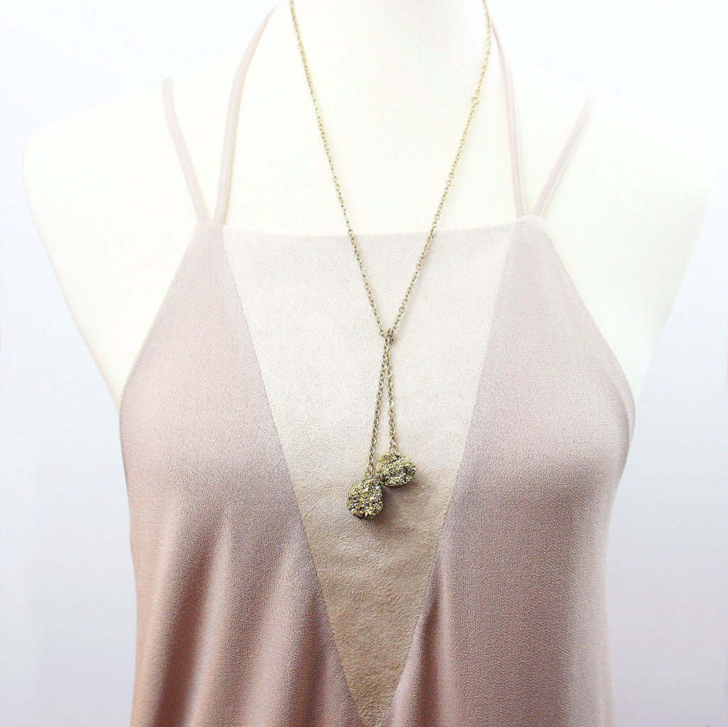 Druzy Lariat - Gold