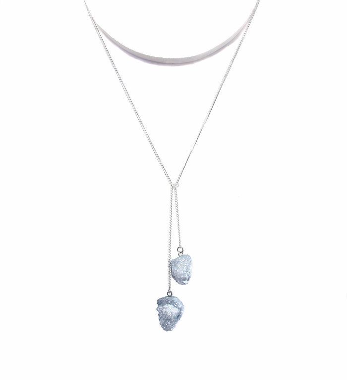 Druzy Lariat - Silver