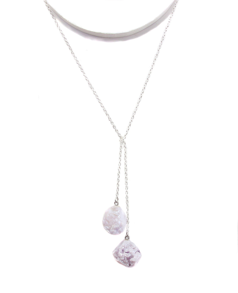 Druzy Lariat - Silver