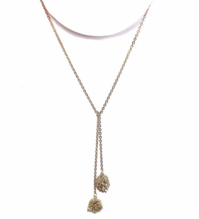 Druzy Lariat - Gold