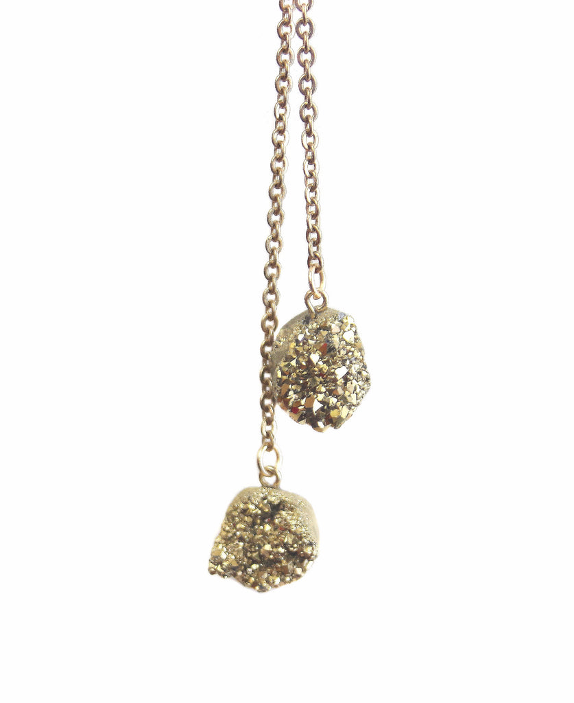 Druzy Lariat - Gold