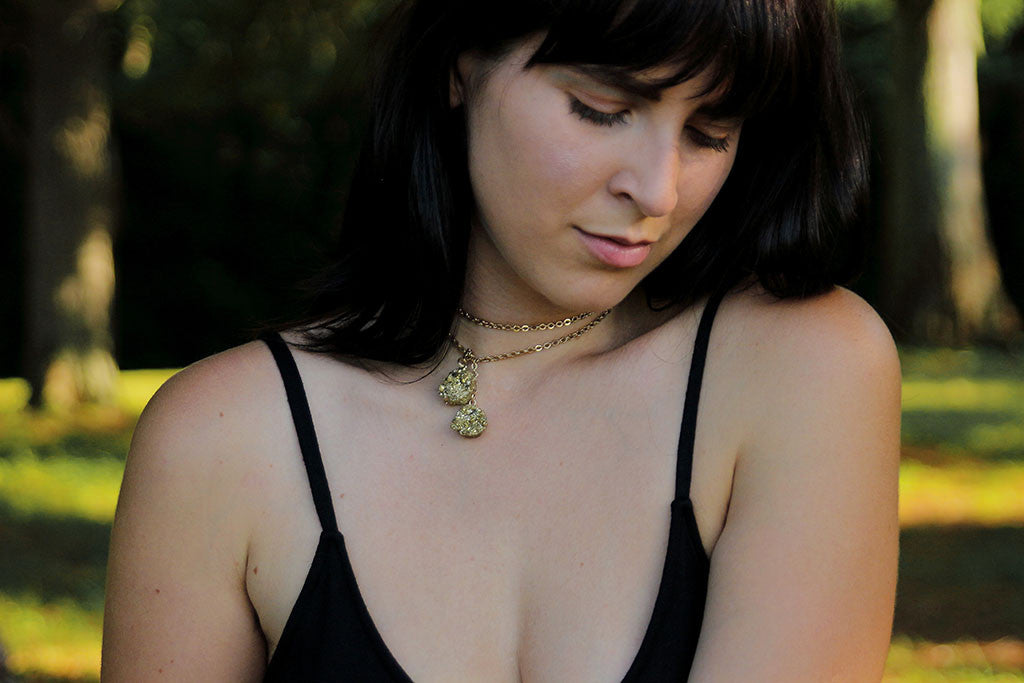 Druzy Lariat - Gold