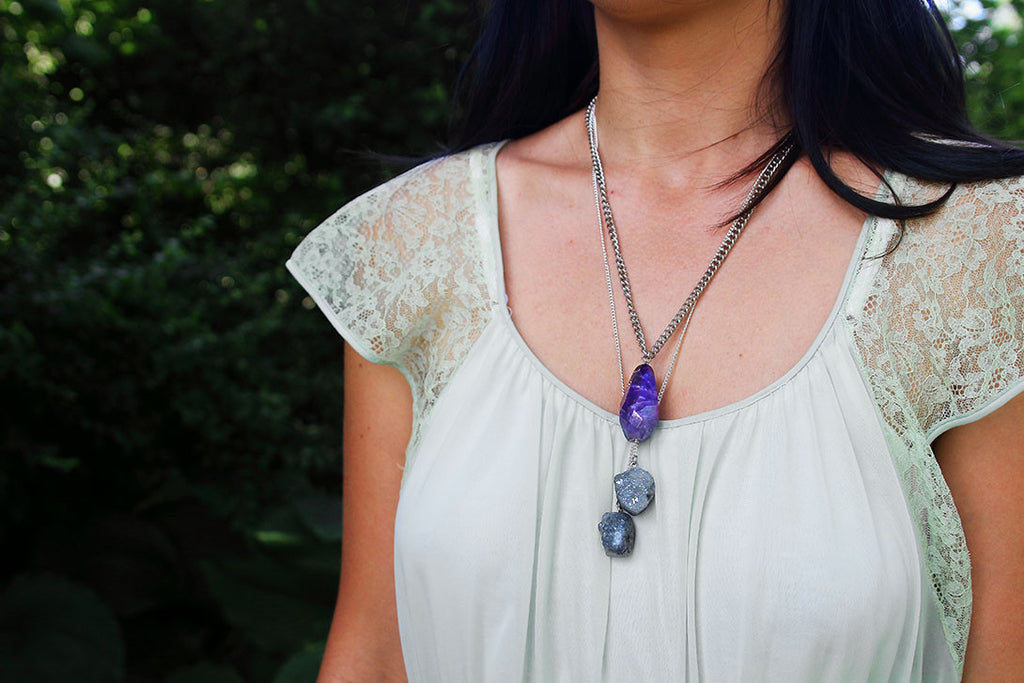 Druzy Lariat - Silver